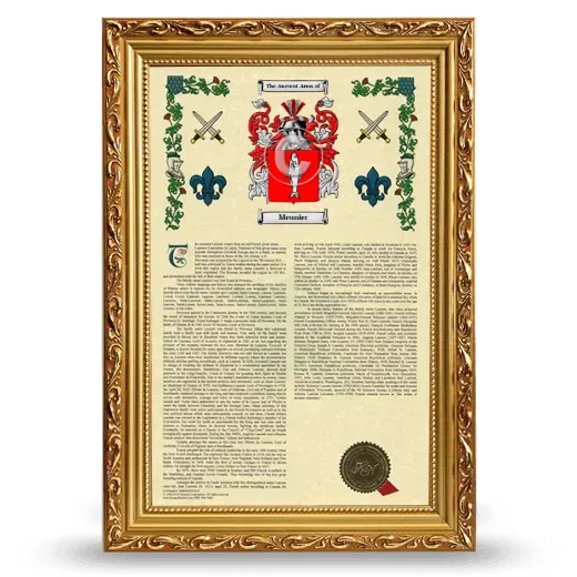 Meunier Armorial History Framed - Gold