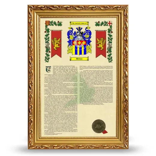 Mewys Armorial History Framed - Gold