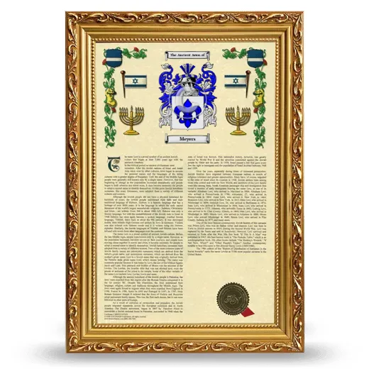 Meyers Armorial History Framed - Gold