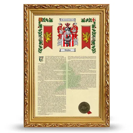 Meylen Armorial History Framed - Gold