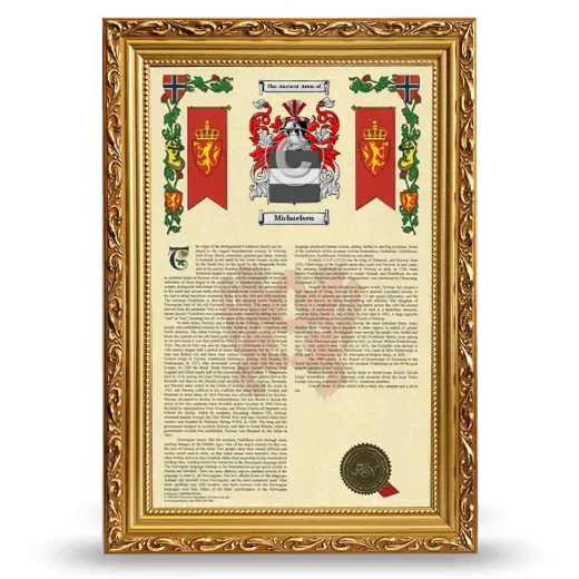 Michaelsen Armorial History Framed - Gold