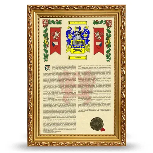 Michal Armorial History Framed - Gold
