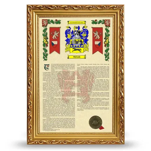 Michals Armorial History Framed - Gold