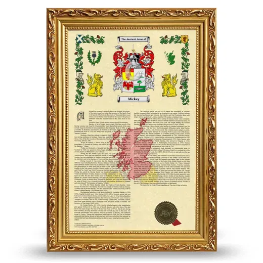 Mickey Armorial History Framed - Gold