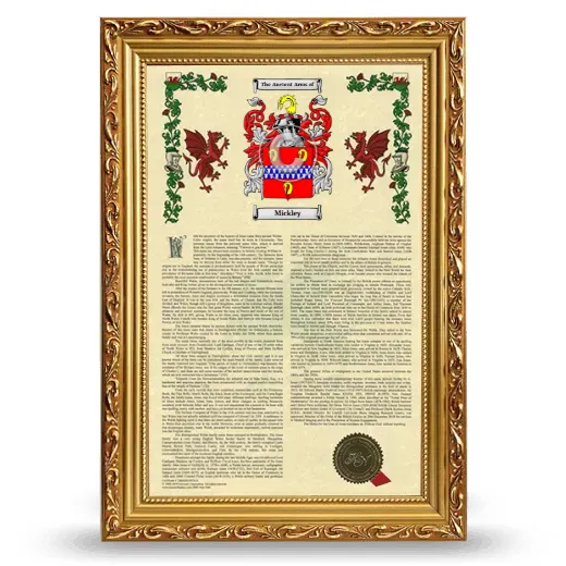 Mickley Armorial History Framed - Gold
