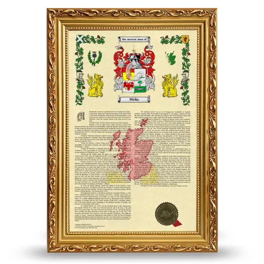 Micky Armorial History Framed - Gold