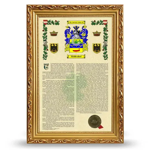 Middendorf Armorial History Framed - Gold