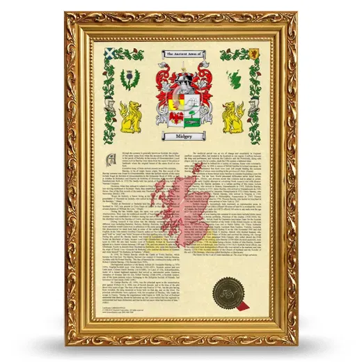 Midgey Armorial History Framed - Gold