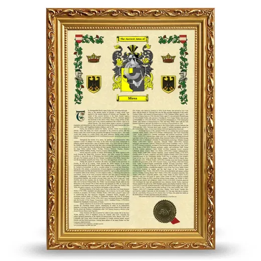 Miess Armorial History Framed - Gold