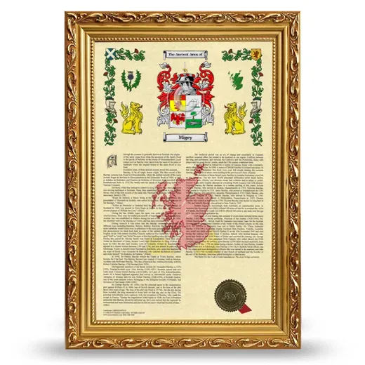 Migey Armorial History Framed - Gold