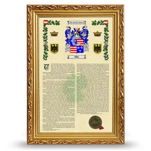 Mika Armorial History Framed - Gold