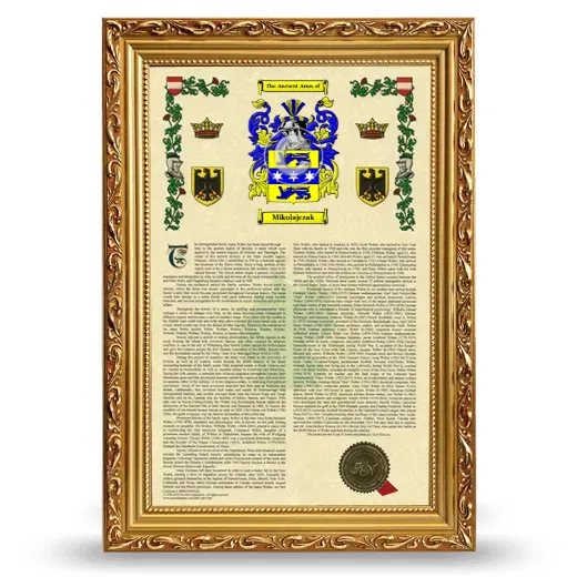 Mikolajczak Armorial History Framed - Gold
