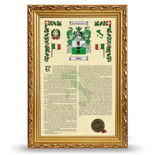 Milani Armorial History Framed - Gold