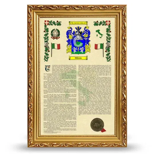 Milesio Armorial History Framed - Gold