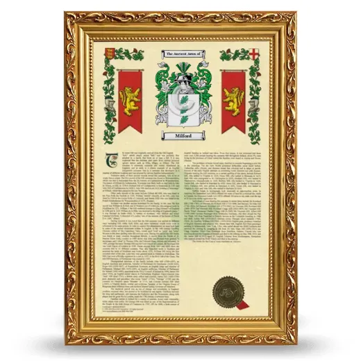Milford Armorial History Framed - Gold