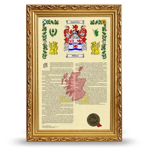 Milican Armorial History Framed - Gold