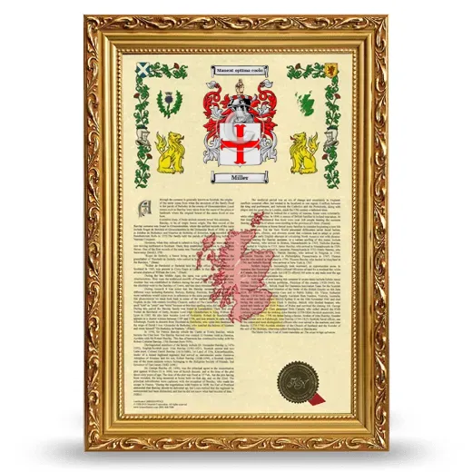 Miller Armorial History Framed - Gold