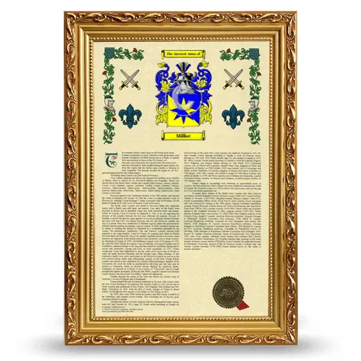 Milliat Armorial History Framed - Gold