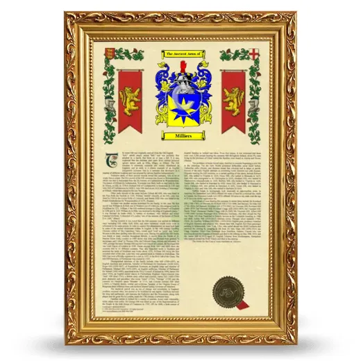 Milliers Armorial History Framed - Gold