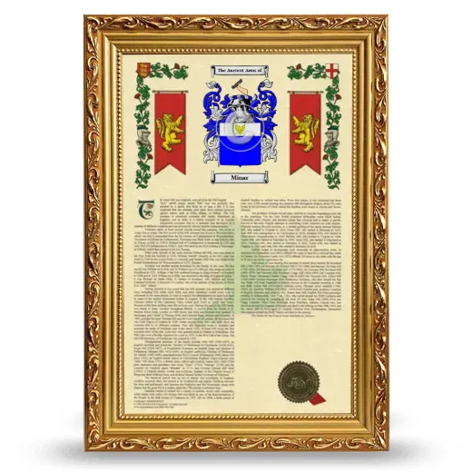 Minar Armorial History Framed - Gold