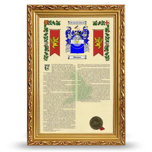 Minnear Armorial History Framed - Gold