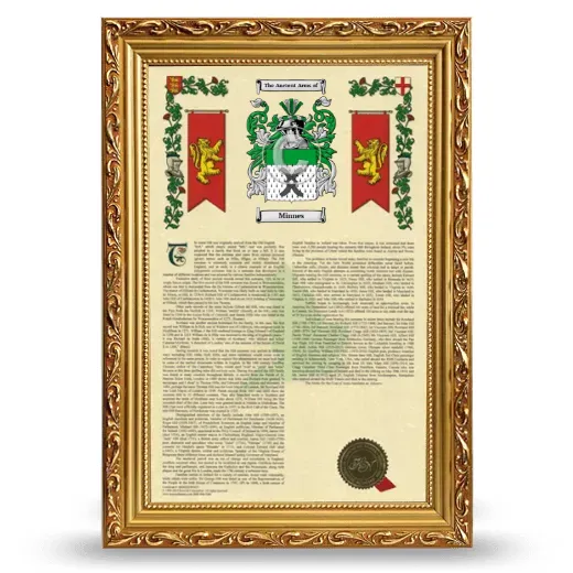 Minnes Armorial History Framed - Gold