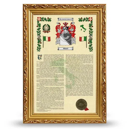 Miorel Armorial History Framed - Gold