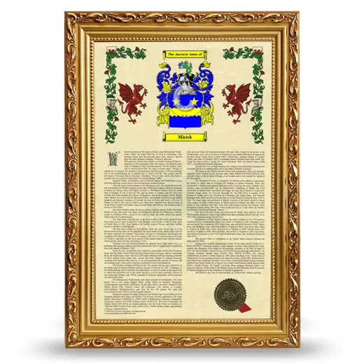 Mirick Armorial History Framed - Gold
