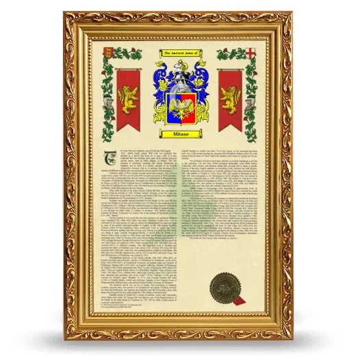 Mitane Armorial History Framed - Gold