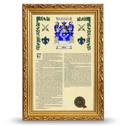 Mitra Armorial History Framed - Gold
