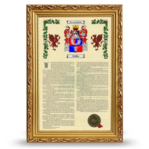 Modley Armorial History Framed - Gold