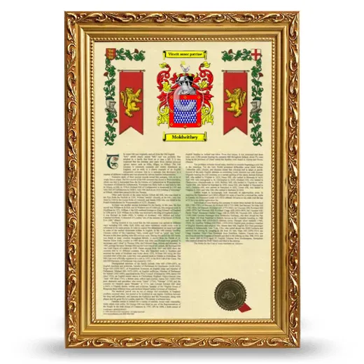 Moldwithey Armorial History Framed - Gold