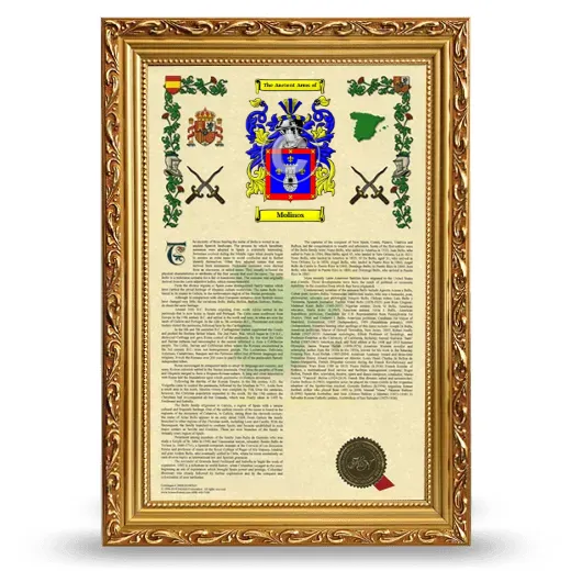 Molinos Armorial History Framed - Gold