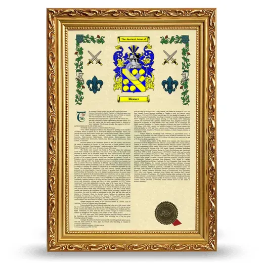 Monez Armorial History Framed - Gold