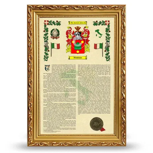 Montana Armorial History Framed - Gold