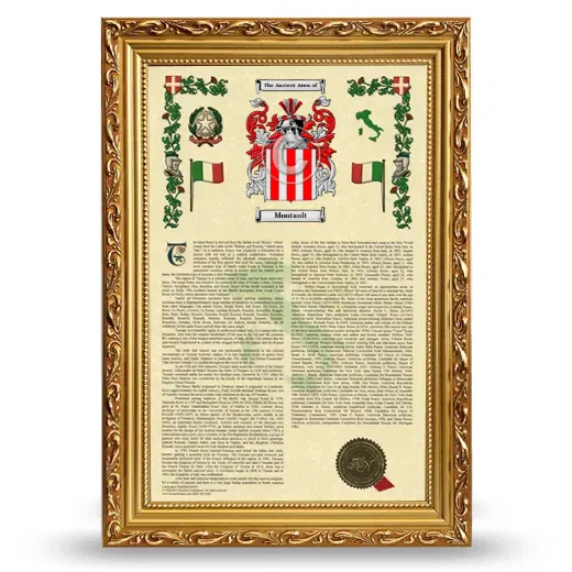 Montault Armorial History Framed - Gold