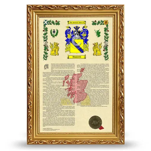 Monteith Armorial History Framed - Gold