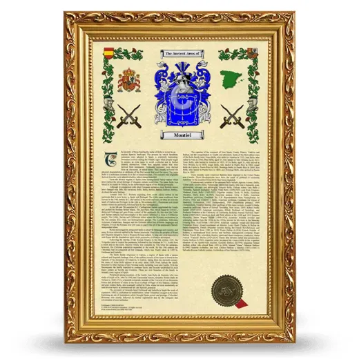 Montiel Armorial History Framed - Gold