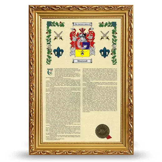 Montreuil Armorial History Framed - Gold
