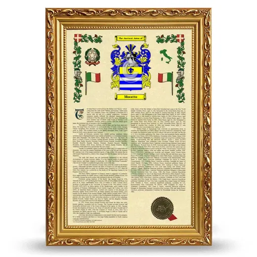 Moratto Armorial History Framed - Gold