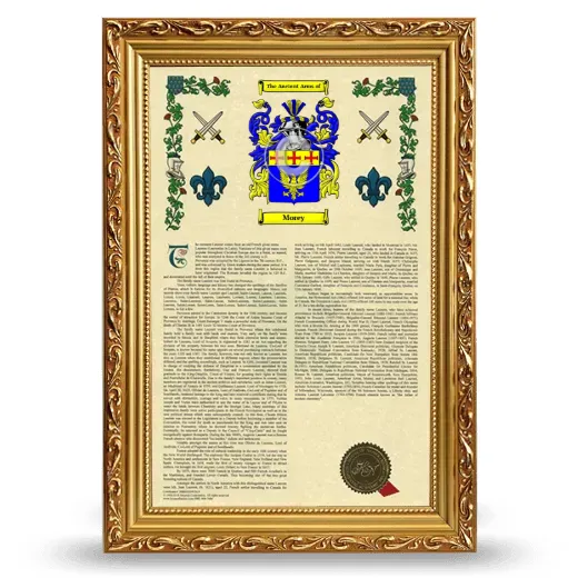 Morey Armorial History Framed - Gold