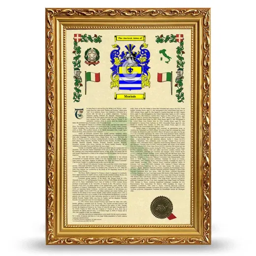 Morinis Armorial History Framed - Gold