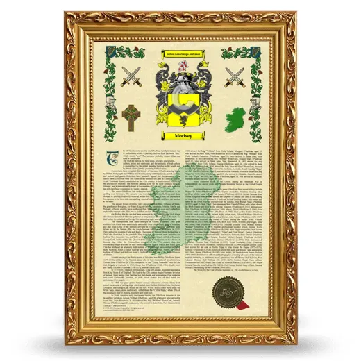 Morisey Armorial History Framed - Gold