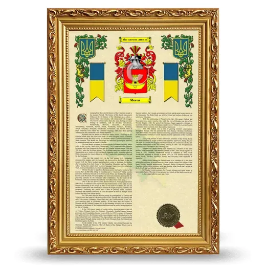 Moroz Armorial History Framed - Gold