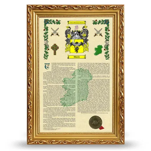 Morris Armorial History Framed - Gold