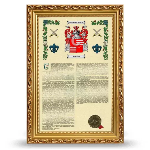 Mosson Armorial History Framed - Gold