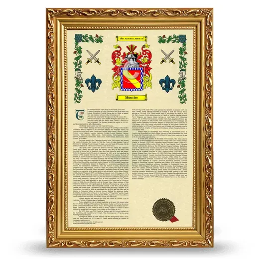 Moutier Armorial History Framed - Gold