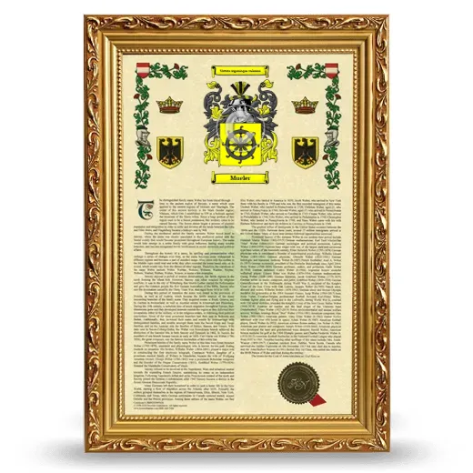 Mueler Armorial History Framed - Gold