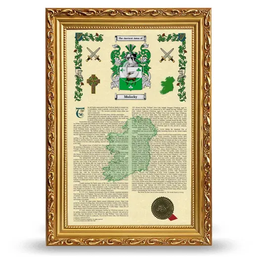 Mularky Armorial History Framed - Gold