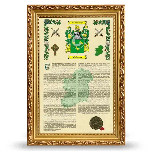 Mulheron Armorial History Framed - Gold